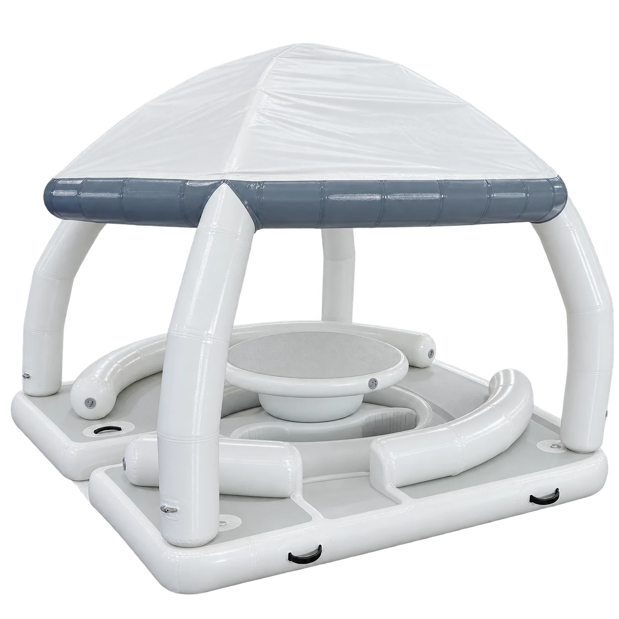Pearl Round-Table Floating Lounge single-level platform in White; white-and-grey finish also pictured